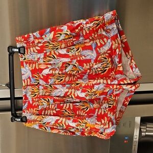💕FARM RIO💕 Tropical Suingue Cuffed Red Shorts  ~ Small S NWT